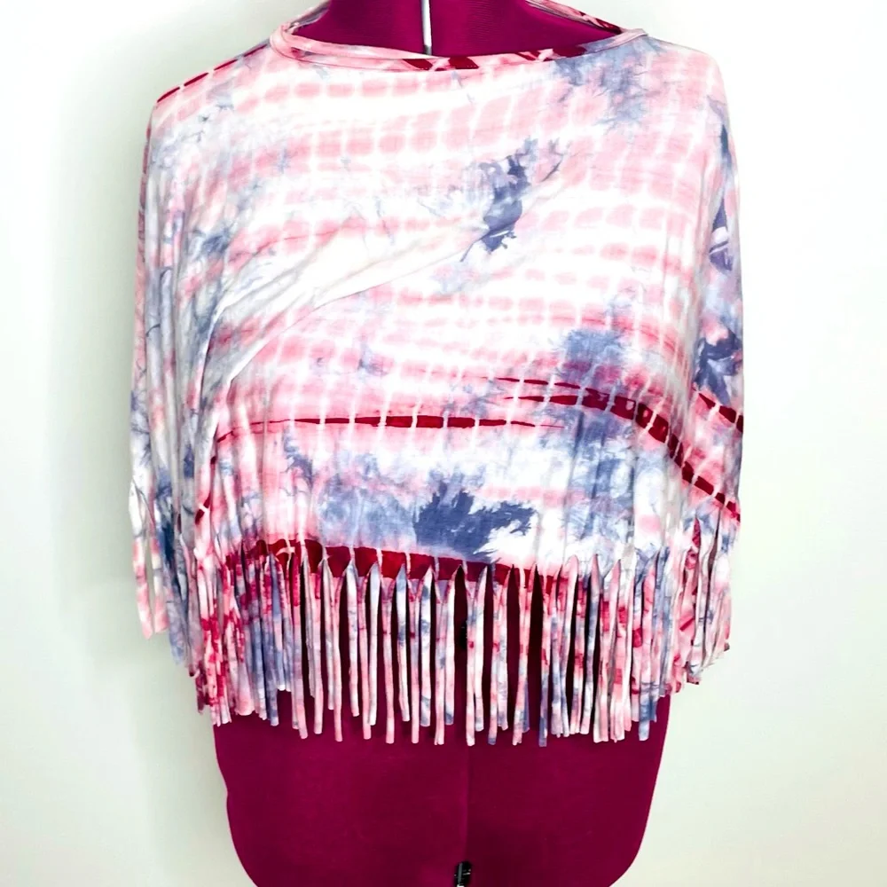 Shawl Dawls Boho tie dye fringe convertible hippie shawl scarf NWT One Size